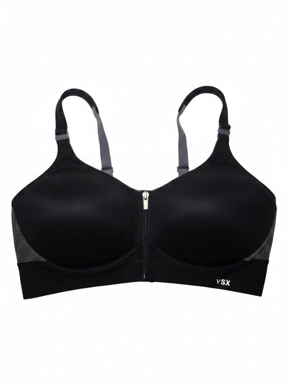 VSX Victoria's Secret Sport Front Zip Sports Bra Black 36C High Impact